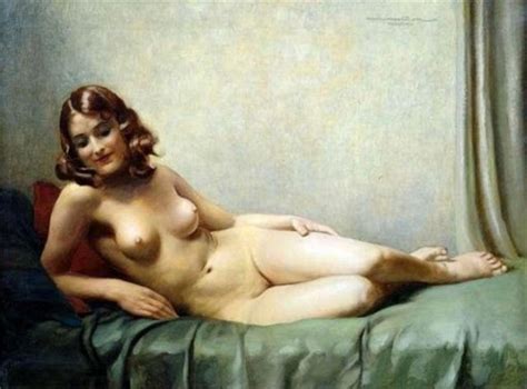 A Reclining Nude Painting Hans Hassenteufel Oil Paintings
