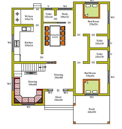 3 Bedroom Kerala House Plans In 2d