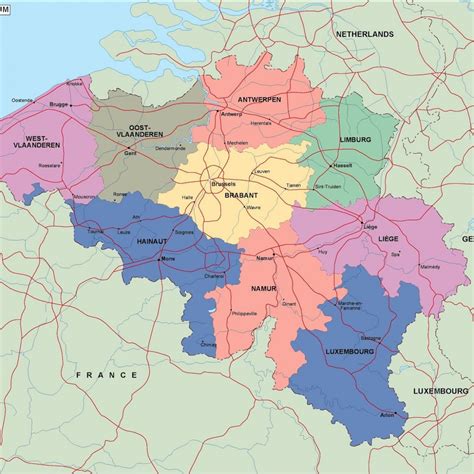 Belgium Political Map Download Vector Maps For Adobe Illustrator