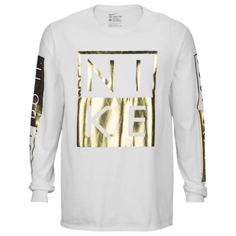 Nike Graphic Long Sleeve T Shirt Mens Casual Clothing Whitegold