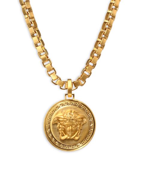 Lyst Versace Chain Pendant Necklace In Metallic