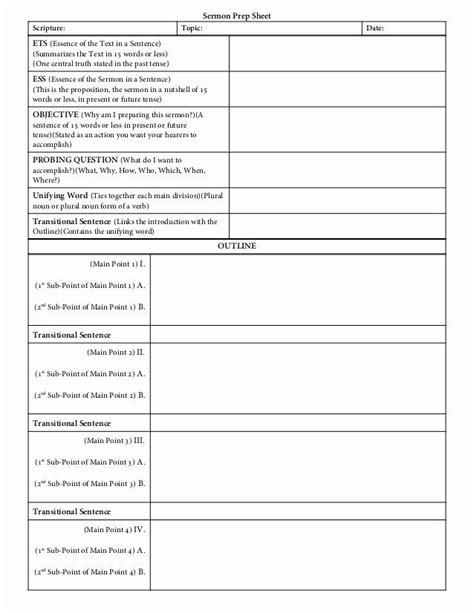 Free Printable Blank Homiletic Worksheet