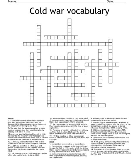 Cold War Vocabulary Quiz Answer Key Printable Tips And Tricks