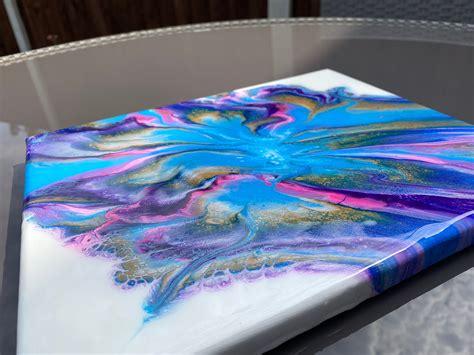 Acrylic Liquid Art Painting With A Glossy Resin Coasting 27 Etsy