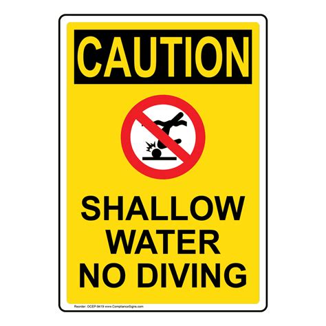 Portrait Osha Shallow Water No Diving Sign With Symbol Ocep 9419