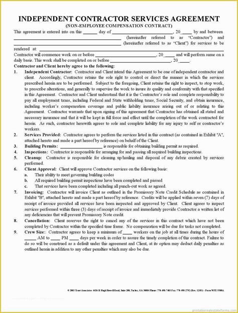 General Contractor Contract Template Free Of Free Printable Independent