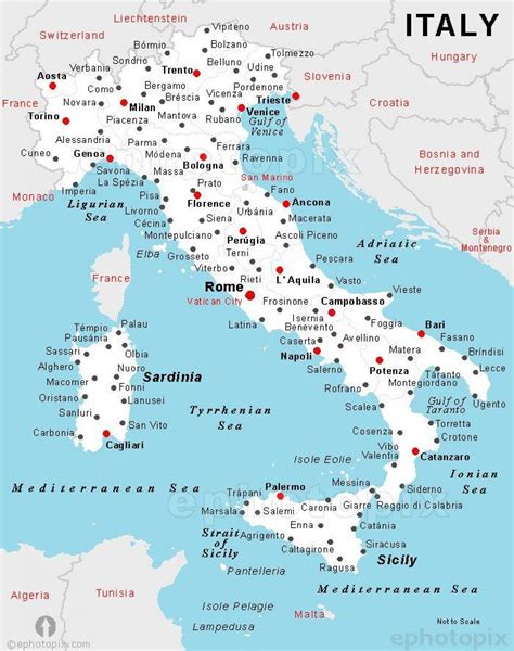 Italija Zemljevid Mesta Zemljevid Italije Z Mestna Imena Južni