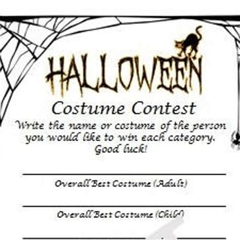 Halloween Costume Contest Ballot Printable Costume Contest Etsy