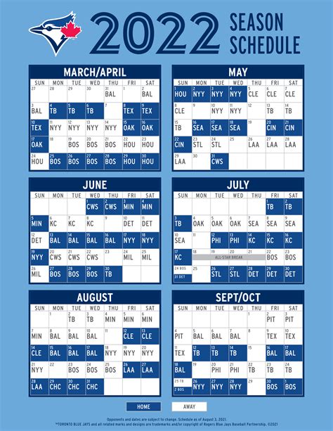 Blue Jays Printable Schedule 2022 Printable Schedule