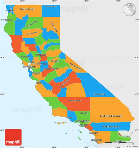 Political Simple Map Of California Single Color Outside