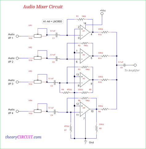 Simple Audio Mixer Circuit With Fet 2n3819 Circuit Diagram