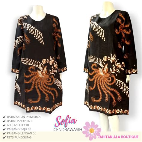 jual sofia cendrawasih dress tunik batik modern model a line bahan