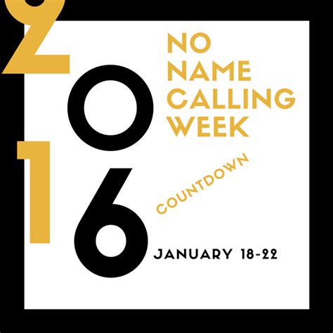 Count Down To No Name Calling Week
