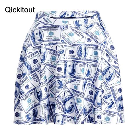 qickitout skirts slim new fashion sexy women economy dollar money skirts mini 3d digital print