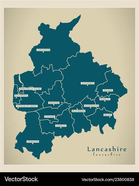 Modern Map Lancashire County With Districts Vector Image