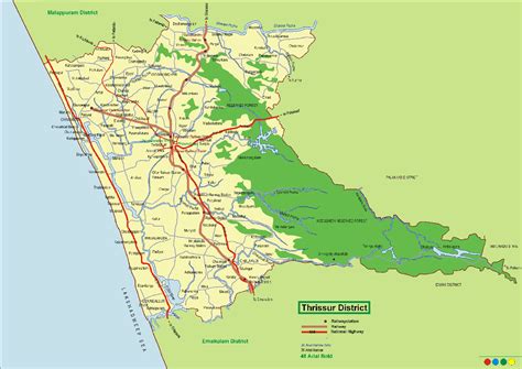 Kumarakom kerala tourist place map. Thrissur, Kerala, India - City Map