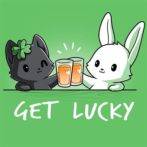 Get Lucky T Shirt Teeturtle Green T Shirt Featuring A Black Cat And A