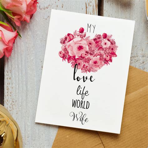 My Love Life World Wife Valentines Anniversary Card By Zoe Barker