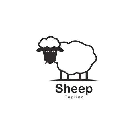 Cute Sheep Logo Vector Icon Illustration Outline Graphic Logo Vector
