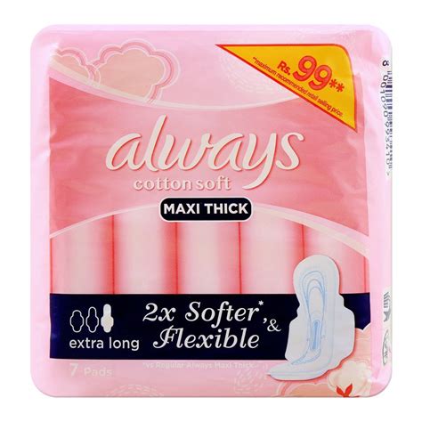 Buy Always Cotton Soft Maxi Thick Extra Long 7 Pads Online At Best