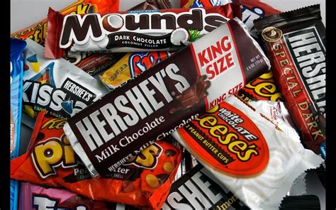 A sweet, usually brown, food made from cacao seeds, that is usually sold in a block, or a small…. A visual history of Hershey's chocolate | Al Jazeera America