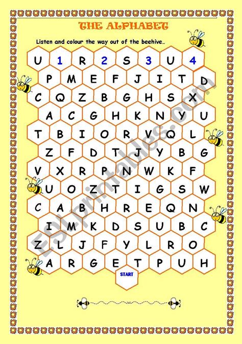 Way Out Of The Beehive The Alphabet Esl Worksheet By Katyco