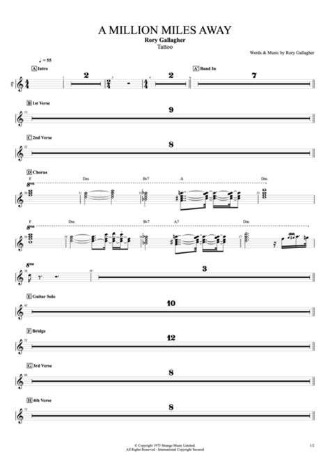 A Million Miles Away Tab By Rory Gallagher Guitar Pro Full Score