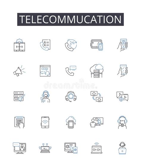 Telecommucation Line Icons Collection Information Technology