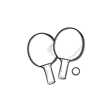 Premium Vector Ping Pong Rackets And Ball Hand Drawn Outline Doodle