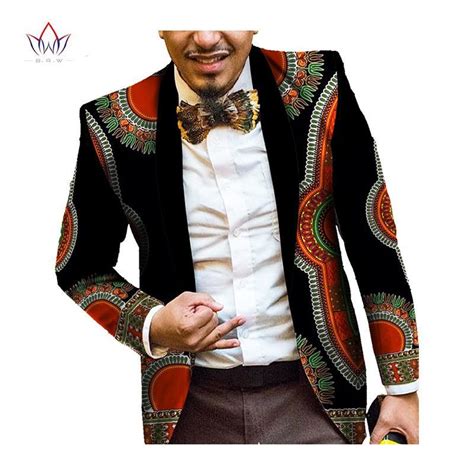 Men African Clothes Print Blazer Jackets Long Sleeve Trendy Mens