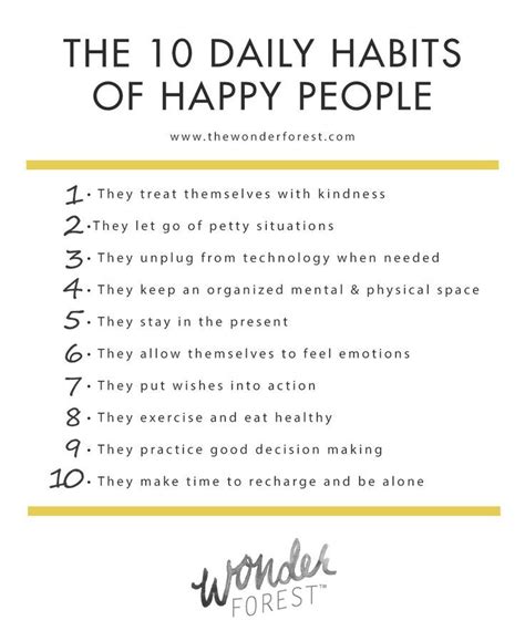 The 10 Daily Habits Of Happy People Wonder Forest Happiness Habits