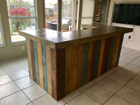 The Rustic Blues Rustic Barn Wood Style Bar Sales Counter Reception