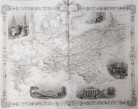 Original Antique Map Of Poland By Tallis Circa 1850 At 1stdibs