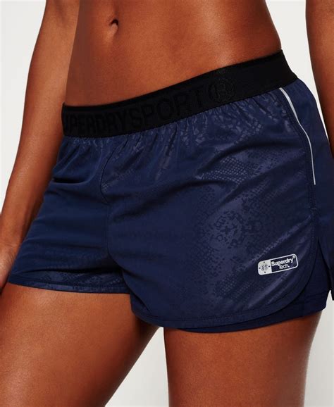 Womens Gym Shorts In Rich Navy Python Superdry