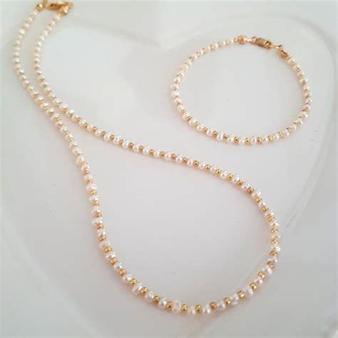 Tiny Freshwater Pearl Necklace Choker K Gold Fill Or Etsy Uk