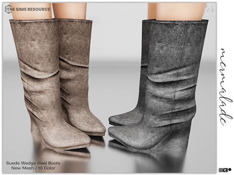 The Sims Resource Suede Wedge Heel Boots S136