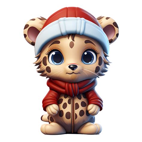 Cute Leopard With Christmas Clipart Illustration Ai Generative 29874617 Png