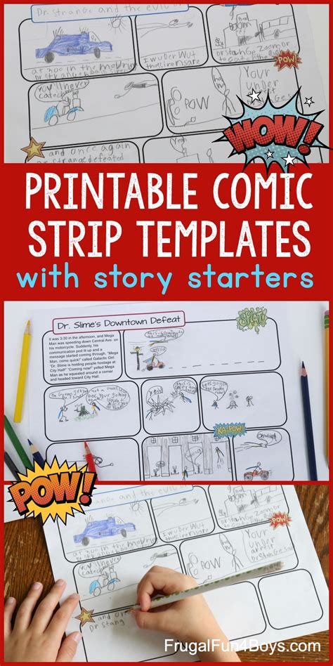 Printable Comic Strip Templates With Story Starters Frugal Fun For
