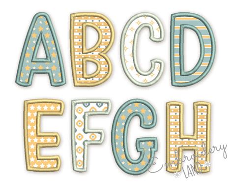 Applique Alphabet Font Plio Embroidery Design By Embroideryland