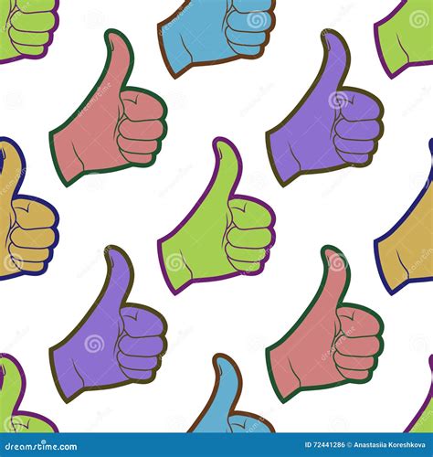 Seamless Pattern With Thumbs Up Sign Stock Vector Illustration Of