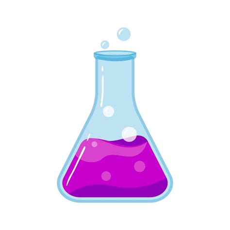 Laboratory Glass Flask With Chemical Purple Liquid Scientific Object