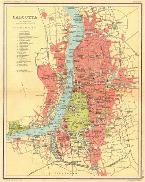 Calcutta Kolkata Town City Plan Fort William British India 1931 Old Map