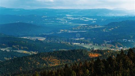 Beautiful Landscape Of Hilly Terrain Going Into The Distance Stock