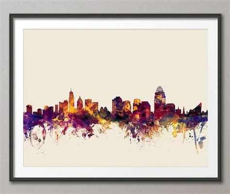 Cincinnati Skyline Art Print 1365 By Artpause On Etsy Cincinnati