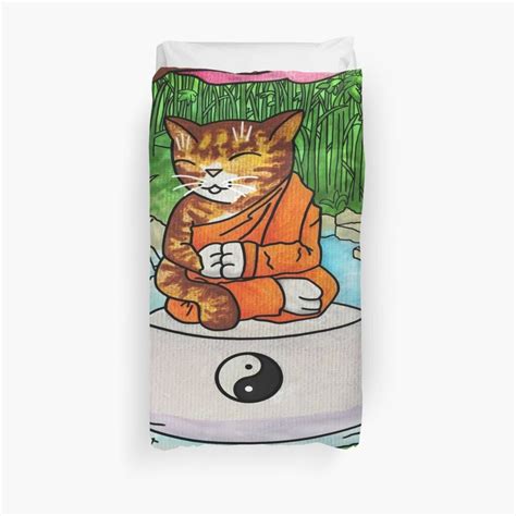 Buddhist Tabby Meditation Cat Duvet Cover By Acrylic Cats Tabby