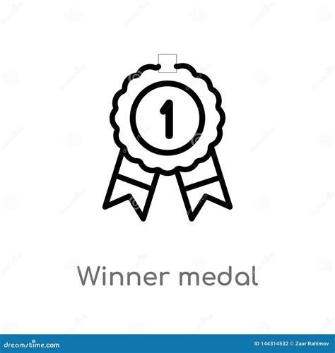Outline Winner Medal Vector Icon Isolated Black Simple Line Element