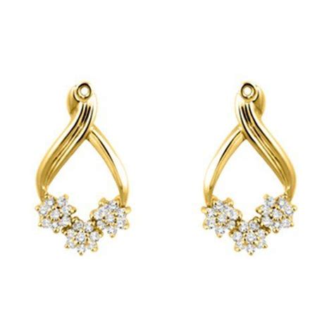 10k Gold Flower Earring Jackets With White Sapphire 051 Ct Tw