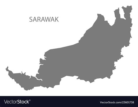 Sarawak Malaysia Map Grey Royalty Free Vector Image