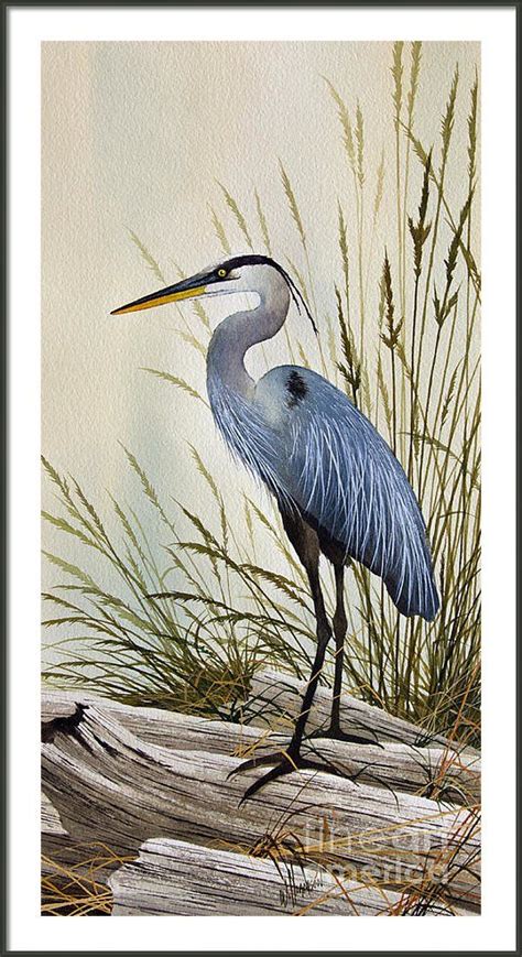 Great Blue Heron Shore Art Print By James Williamson Heron Art Heron