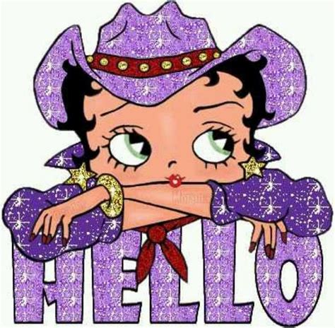 Glittery Purple Cowgirl Hello Betty Boop Art Betty Boop Cartoon